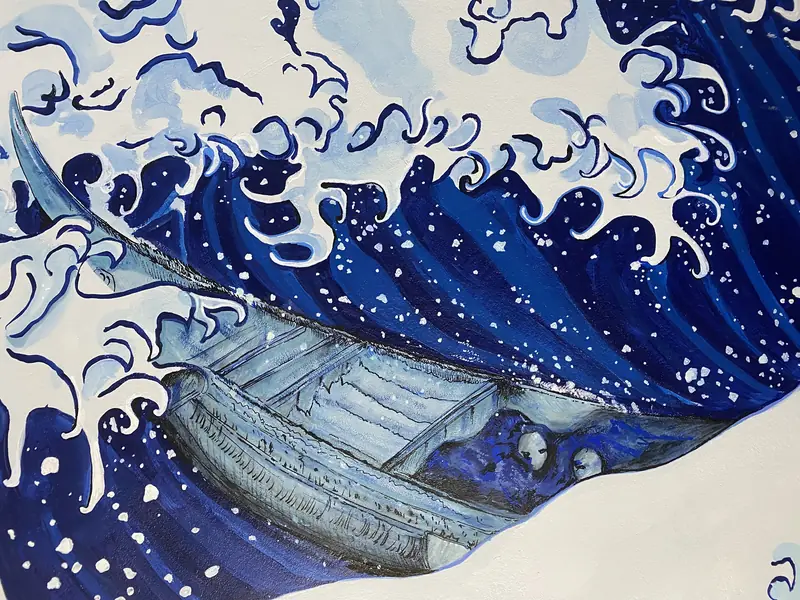Détail de l'écume et de la barque